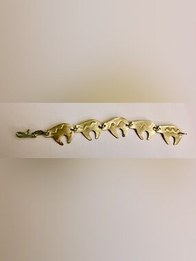 Vintage Brass and Copper Tone Bear Link Bracelet